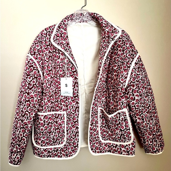 Pink Floral Cropped Puffer Jacket Size Small NWT‎ - Picture 4 of 8